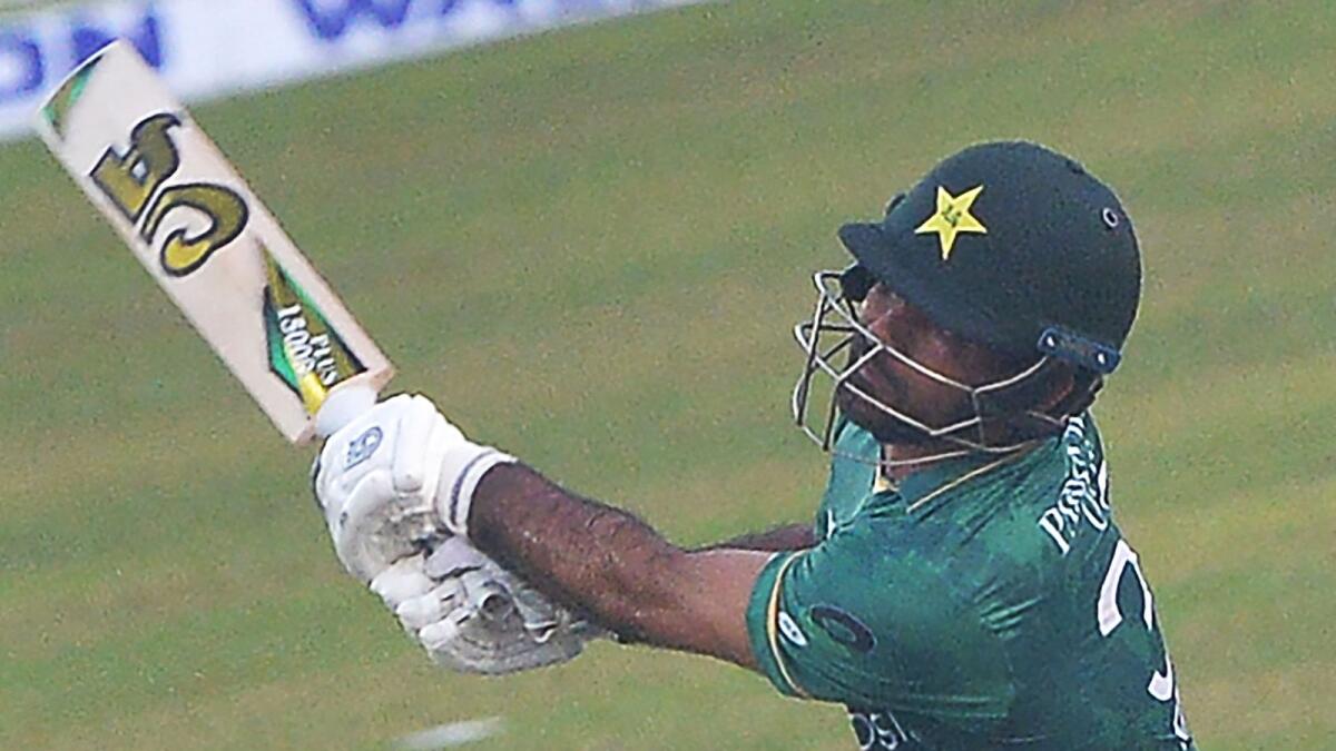 Pakistan's Fakhar Zaman plays a shot during the second T20 International. (AFP)