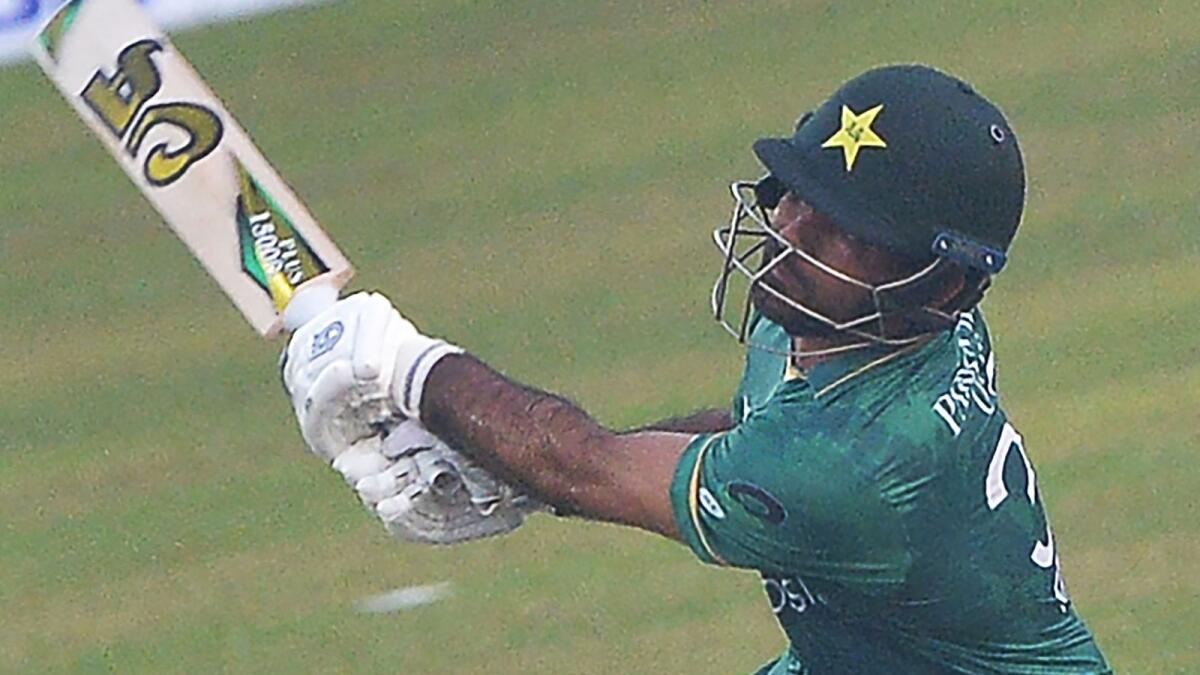 Pakistan's Fakhar Zaman plays a shot during the second T20 International. (AFP)