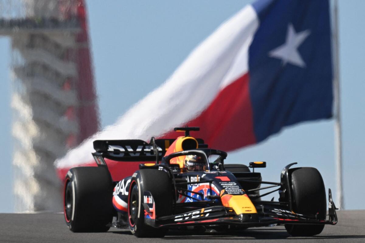 Red Bull Racing's Dutch driver Max Verstappen races during the practice session for the 2023 United States Formula One Grand Prix at the Circuit of the Americas in Austin, Texas, on October 20, 2023. - AFP