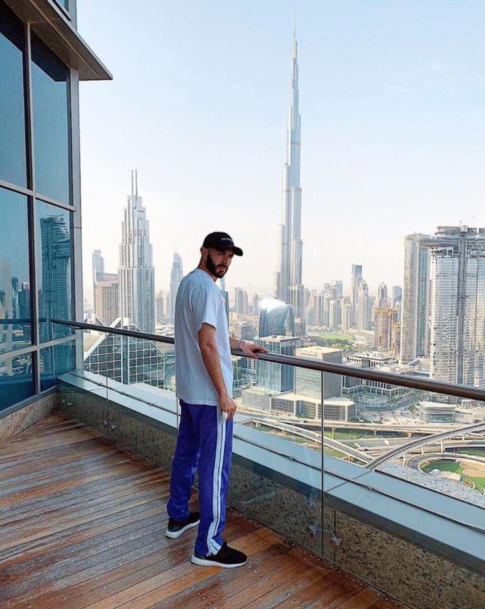 Benzema enjoys the Dubai skyline. — Dubai Media Office Twitter