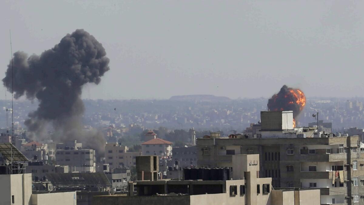 Smoke rises after Israeli airstrikes in Gaza. — AP
