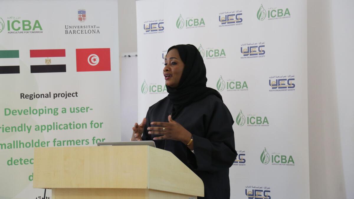 Dr Tarifa Alzaabi, acting DG of ICBA at the workshop.