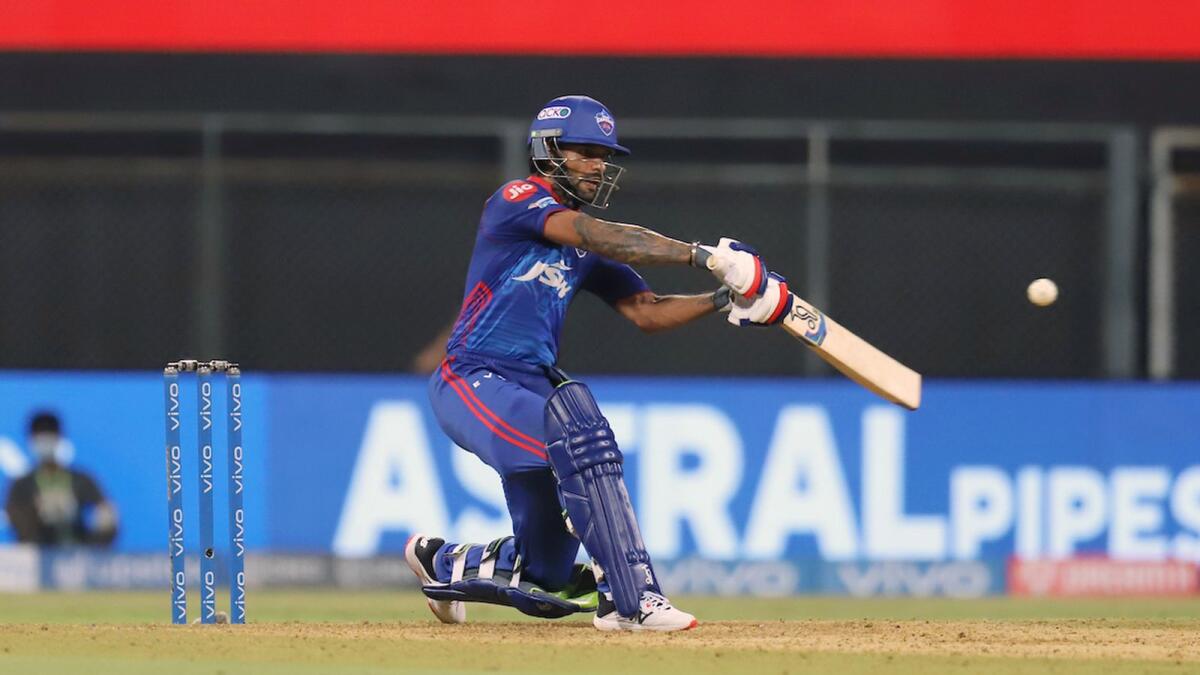 Shikhar Dhawan of Delhi Capitals plays a shot during the IPL match against Chennai Super Kings. — ANI