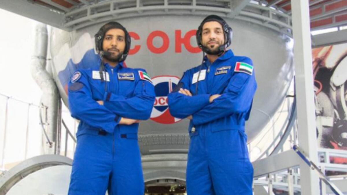 The first Emirati astronauts Sultan Al Neyadi and Hazza Al Mansouri train at the Yuri Gagarin Cosmonaut Training Centre. Photo: Twitter