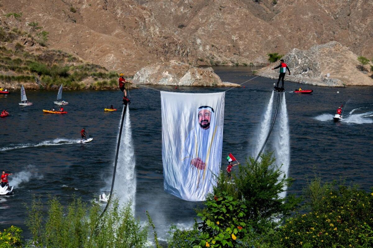 Look: Flyboarders raise massive portrait of Sharjah Ruler as Rafisah Dam gets water sports, farmers’ market upgrades – News