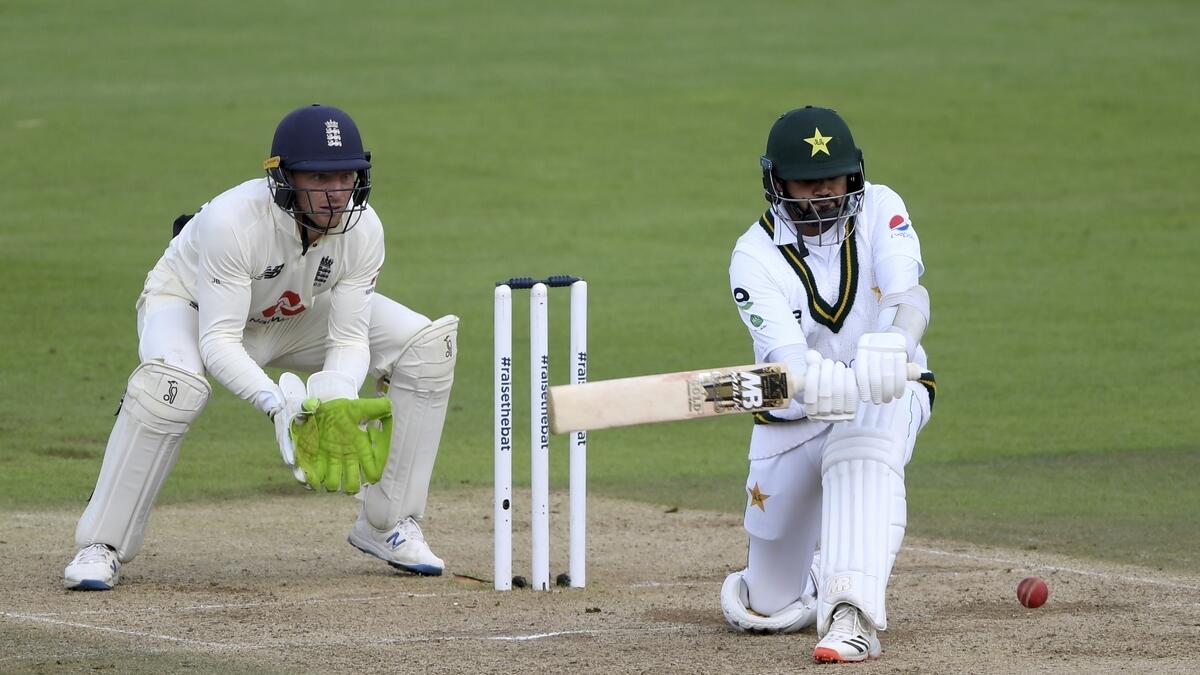Pakistan's captain Azhar Ali bats during the third day of the third Test against England