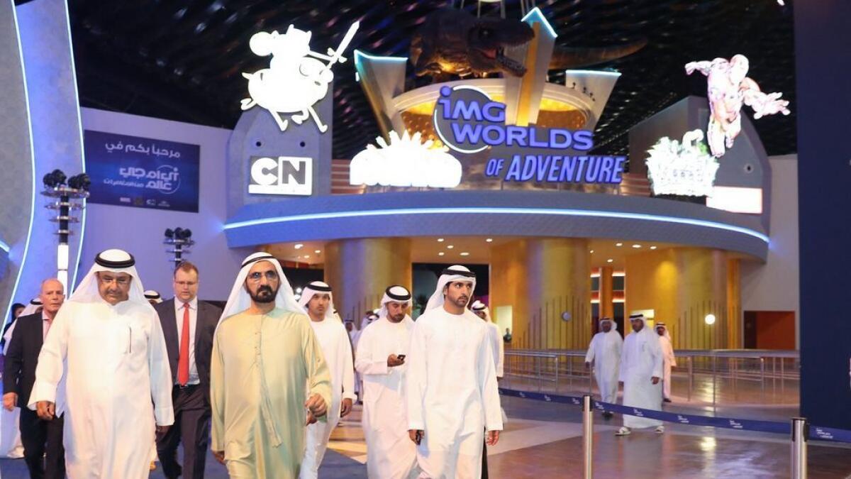 Shaikh Mohammed tours IMG Worlds of Adventure