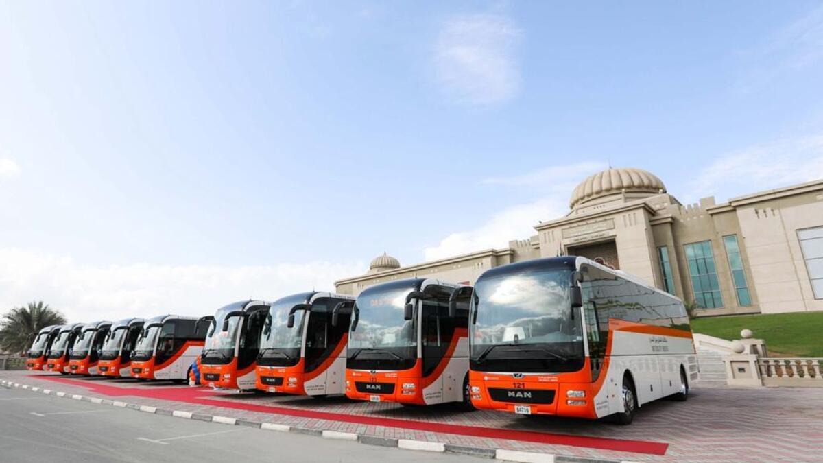 Sharjah Roads and Transport Authority's new fleet of electric buses.