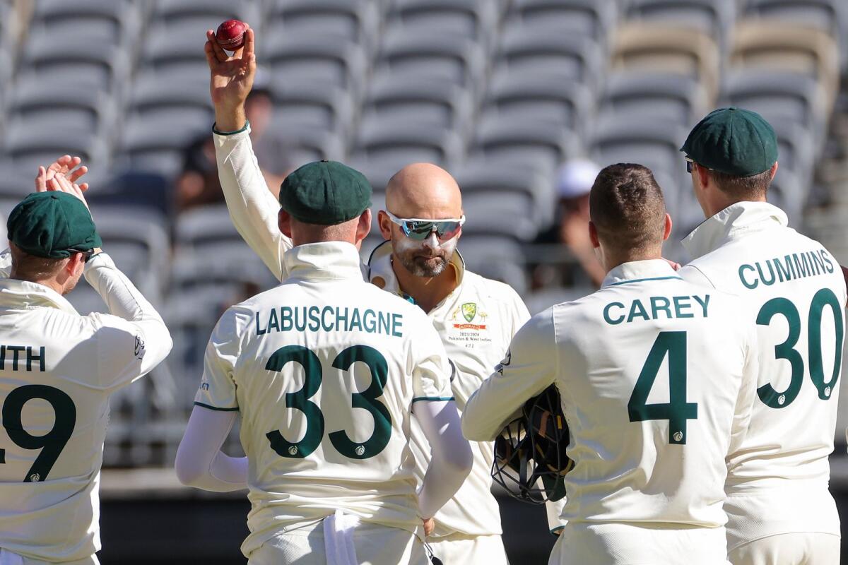 Nathan Lyon joined the illustrious 500-wicket club on Sunday, picking up 2-18 on a seam-friendly Perth Stadium surface to help Australia bowl Pakistan out for 89 and cruise to a 360-run victory on day four of the first Test.= AP