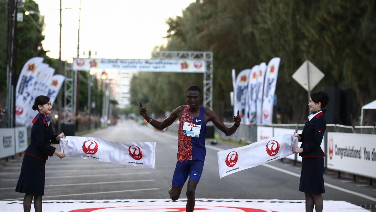 Titus Ekiru of Kenya wins the Honolulu Marathon on December 8, 2019. (AFP file)