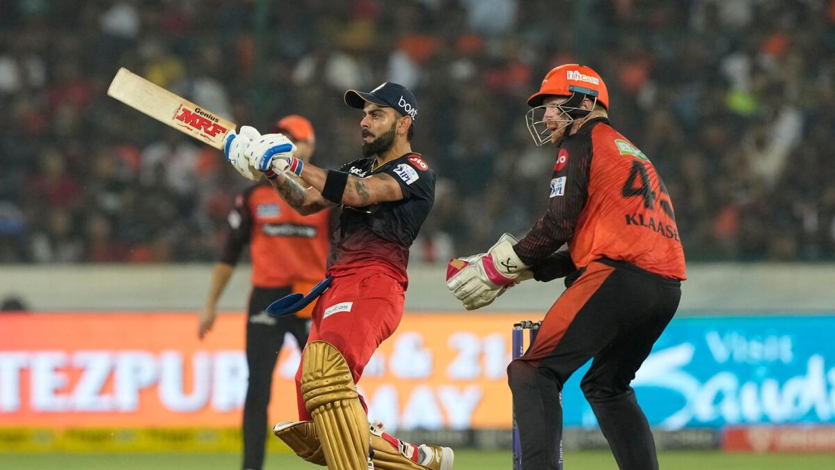 Royal Challengers Bangalores' Virat Kohli plays a shot during this match-winning century against Sunrisers Hyderabad on, Thursday.  AP