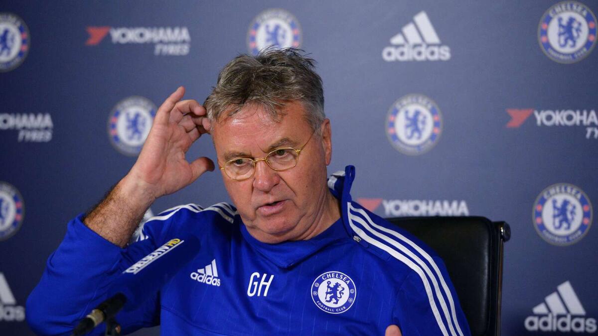 Chelsea’s Dutch interim manager Guus Hiddink. 