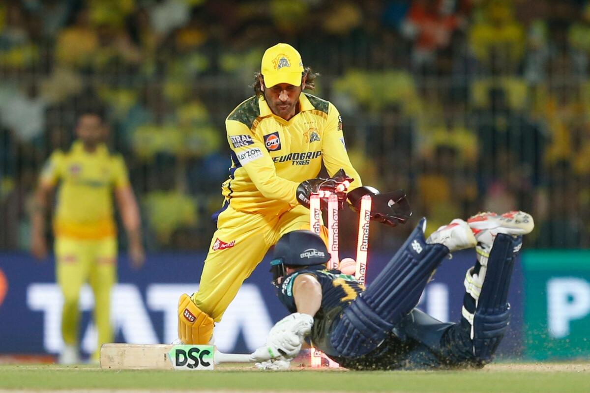 MS Dhoni in action during the Indian Premier League. - AP