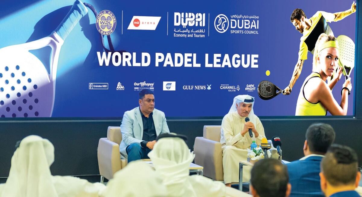 Saeed Hareb (right), Secretary General of the Dubai Sports Council, at the press conference. — Supplied photo