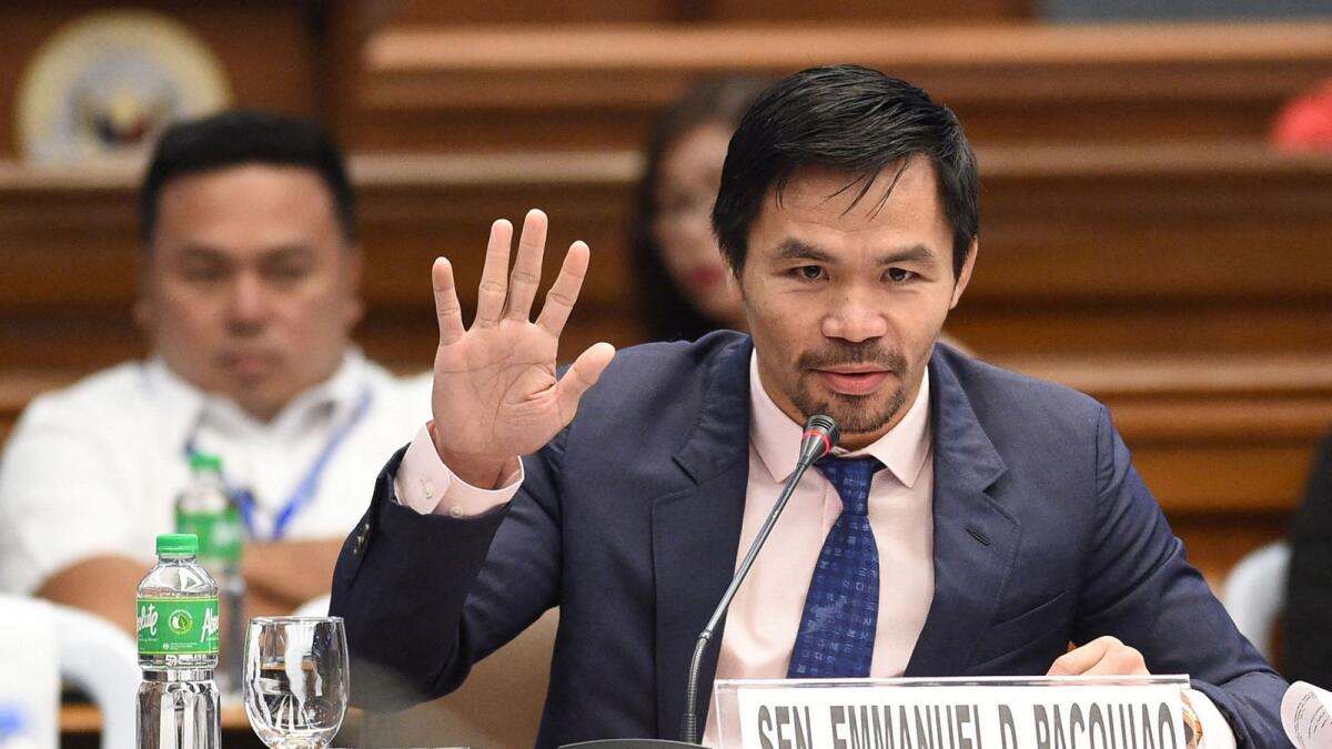 Manny Pacquiao during a senate hearing in Manila. (AFP file)