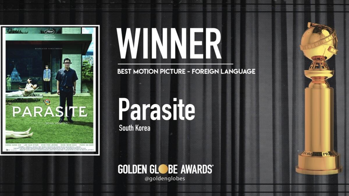 S.Korea’s ‘Parasite’ wins Golden Globe for best foreign language film.