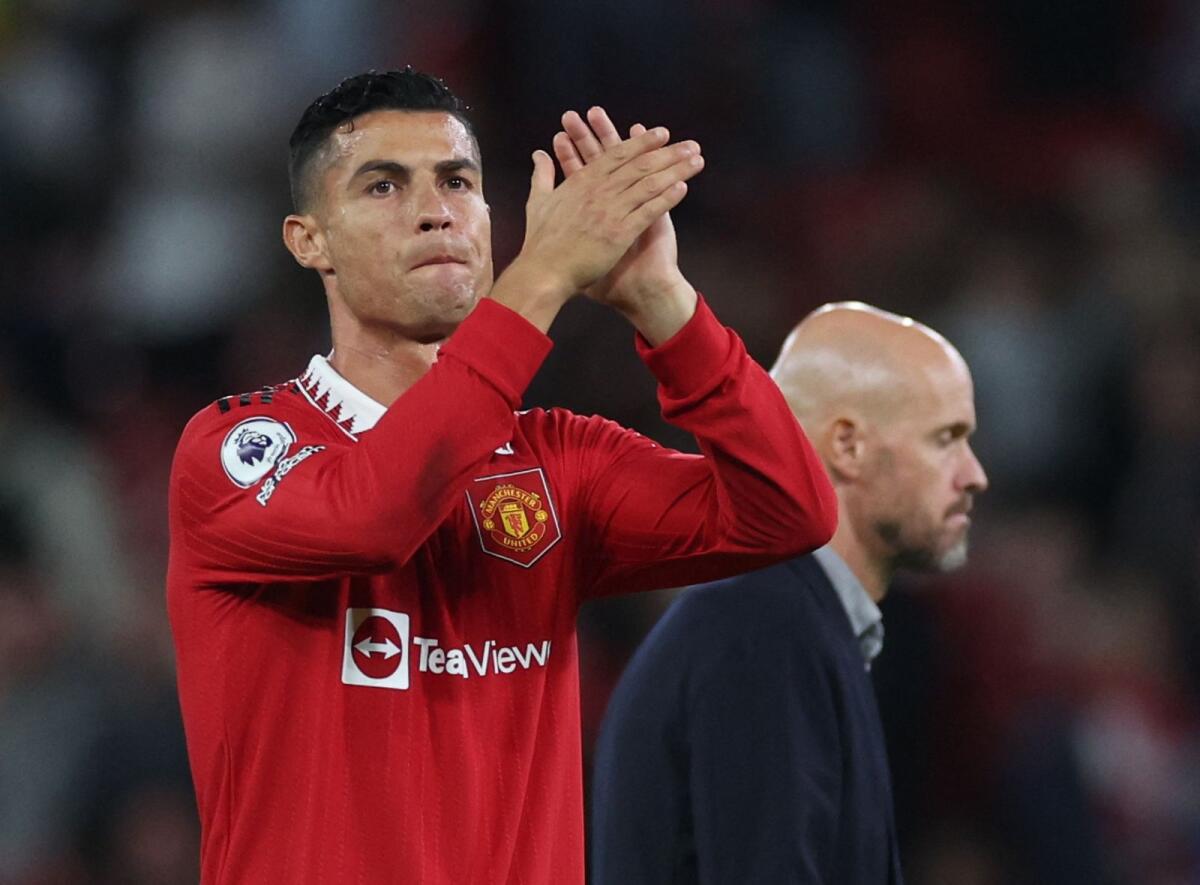 Manchester United's Cristiano Ronaldo applauds fans after a Premier League match. (AFP)