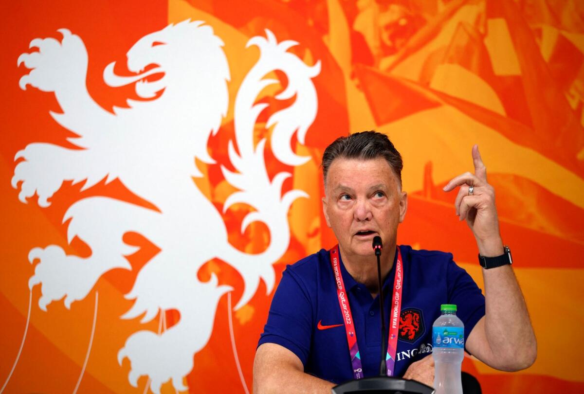 Netherlands coach Louis van Gaal during the press conference. Photo: Reuters