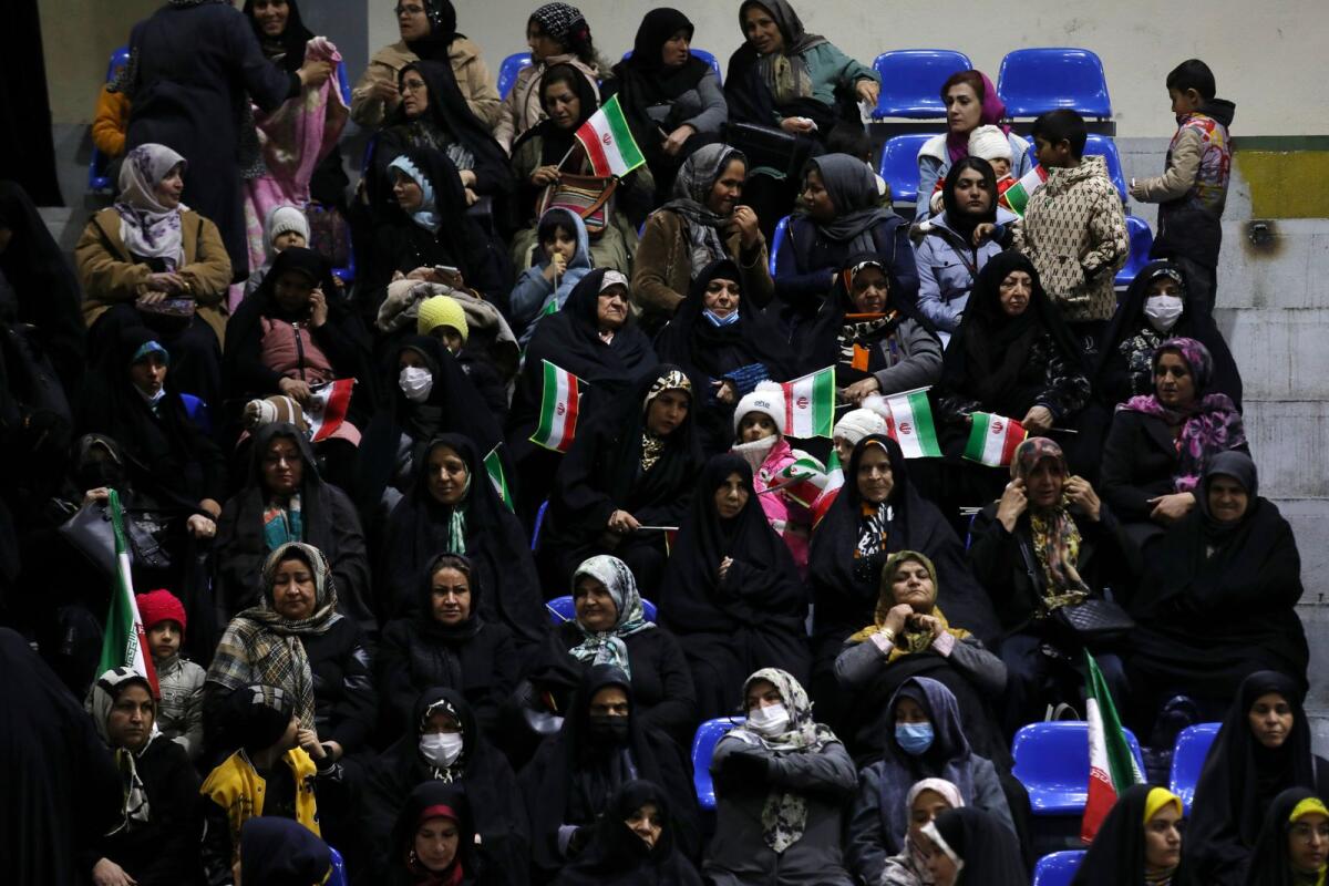 Iranian women attend an election campaign rally ahead of the March 1. — AP