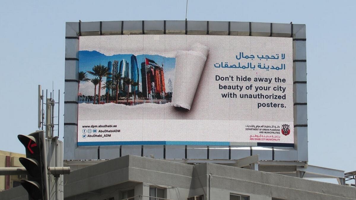 Up to Dh10,000 fine for illegal posters, adverts in Abu Dhabi