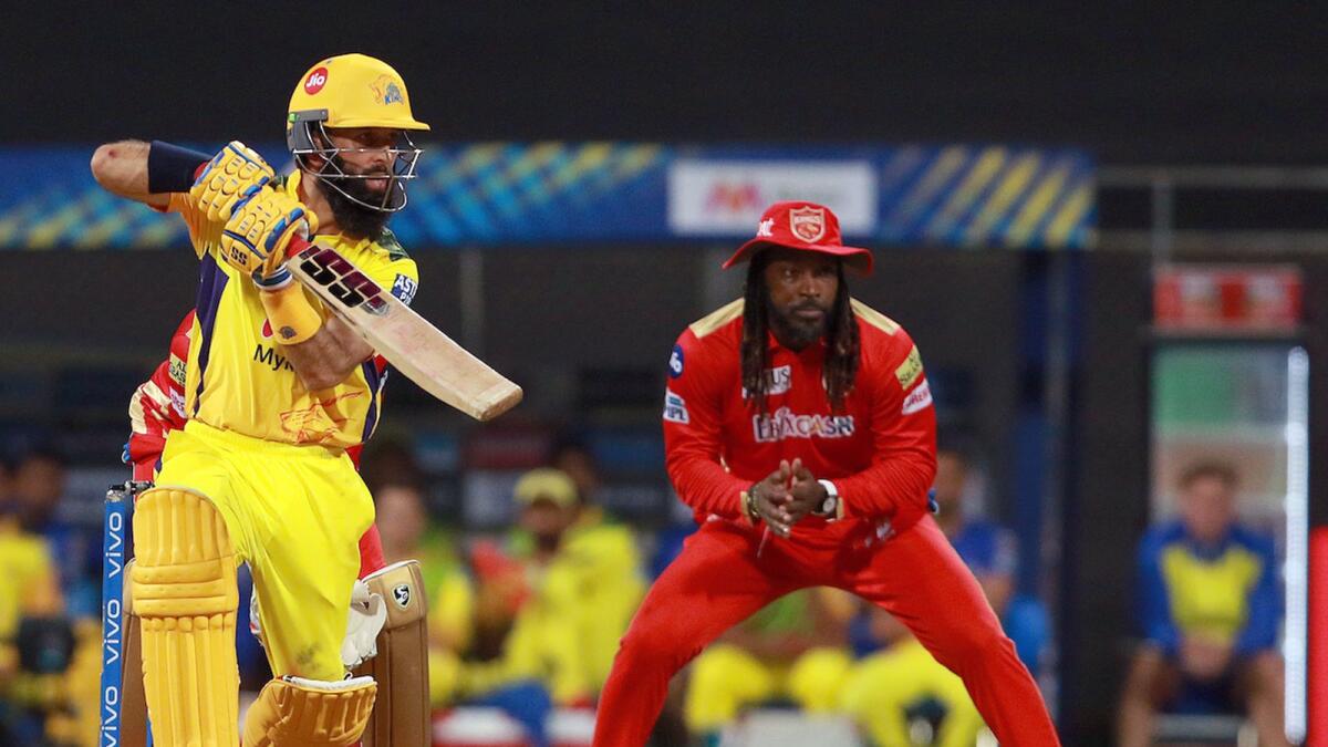 Moeen Ali of Chennai Super Kings plays a shot during the IPL match against Punjab Kings. — ANI