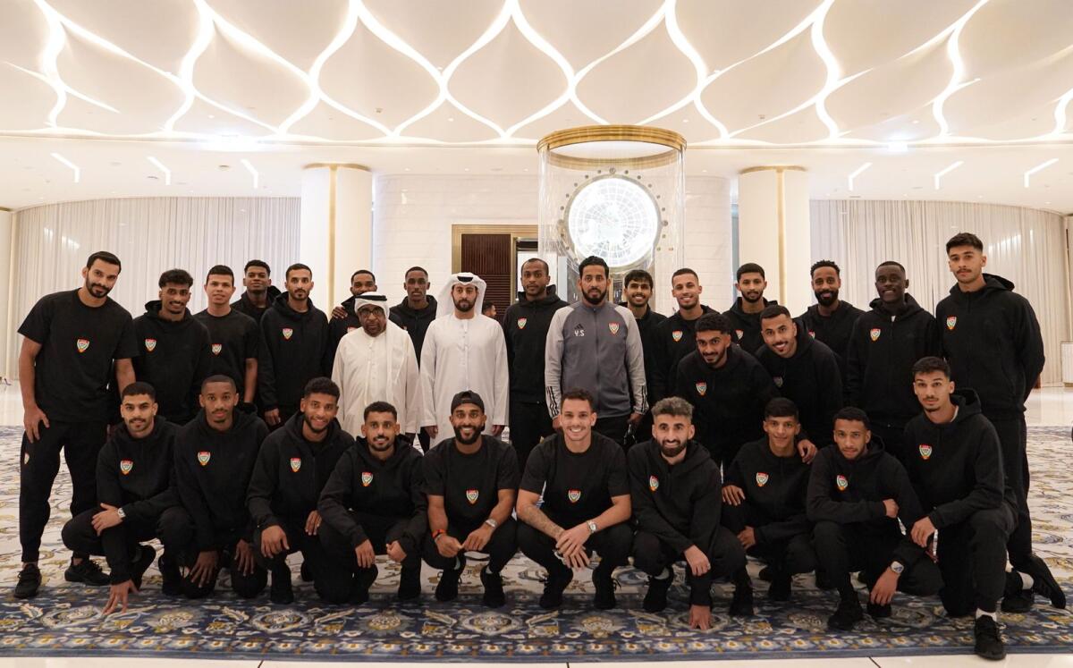 Members of the UAE national football team after their arrival in Doha. — Photo courtesy UAEFA