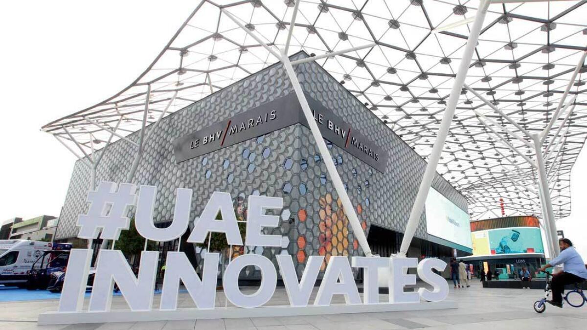 The UAE Innovation Month in Dubai displays the future of the city with the pavilions of various government departments.
