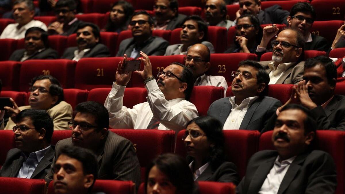 Delegates listen to sessions at the Global Young Leadership Summit in Dubai on Saturday.
