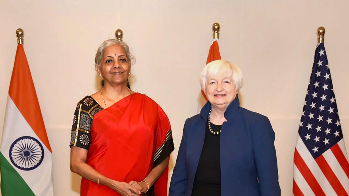 Indian Finance Minister Nirmala Sitharaman and US Treasury Secretary Janet Yellen in New Delhi. — PTI