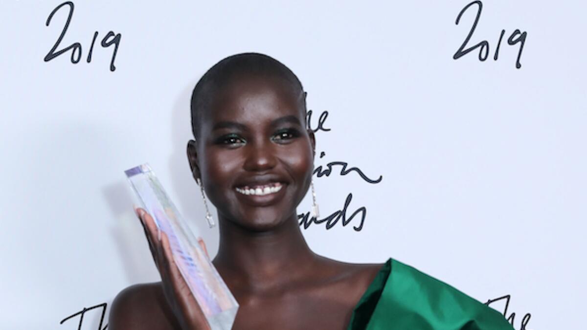 South Sudanese-Australian model Adut Akeck with the ‘Model of the Year’ award