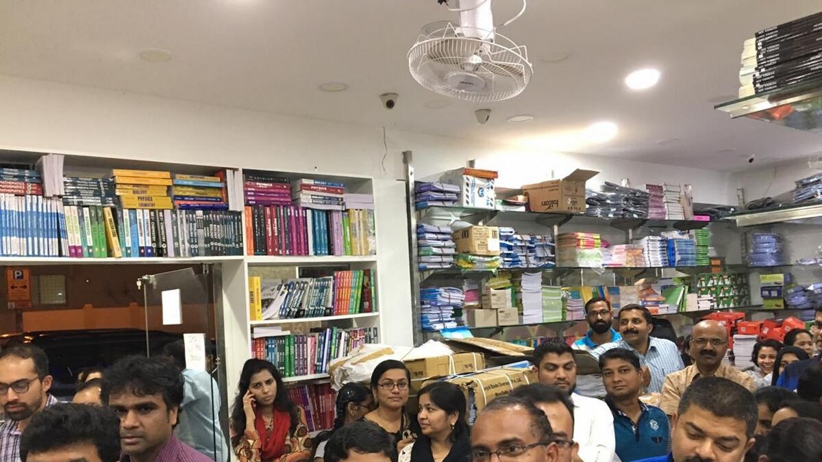 Nearly a thousand parents thronged at private school book stores in Bur Dubai, Karama, and Sharjah owing to exorbitant prices of books in the schools.-Supplied photo