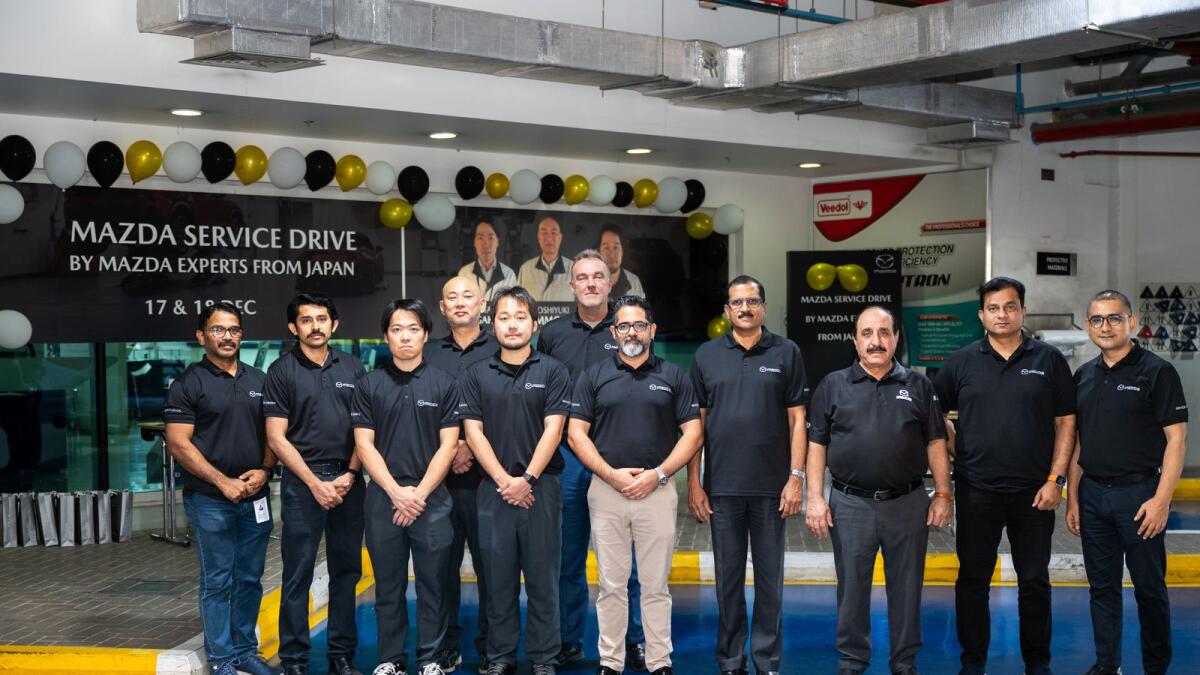 The Mazda service team at the Sheikh Zayed Road Service Centre, organised by Galadari Automobiles. — Shihab/Khaleej Times