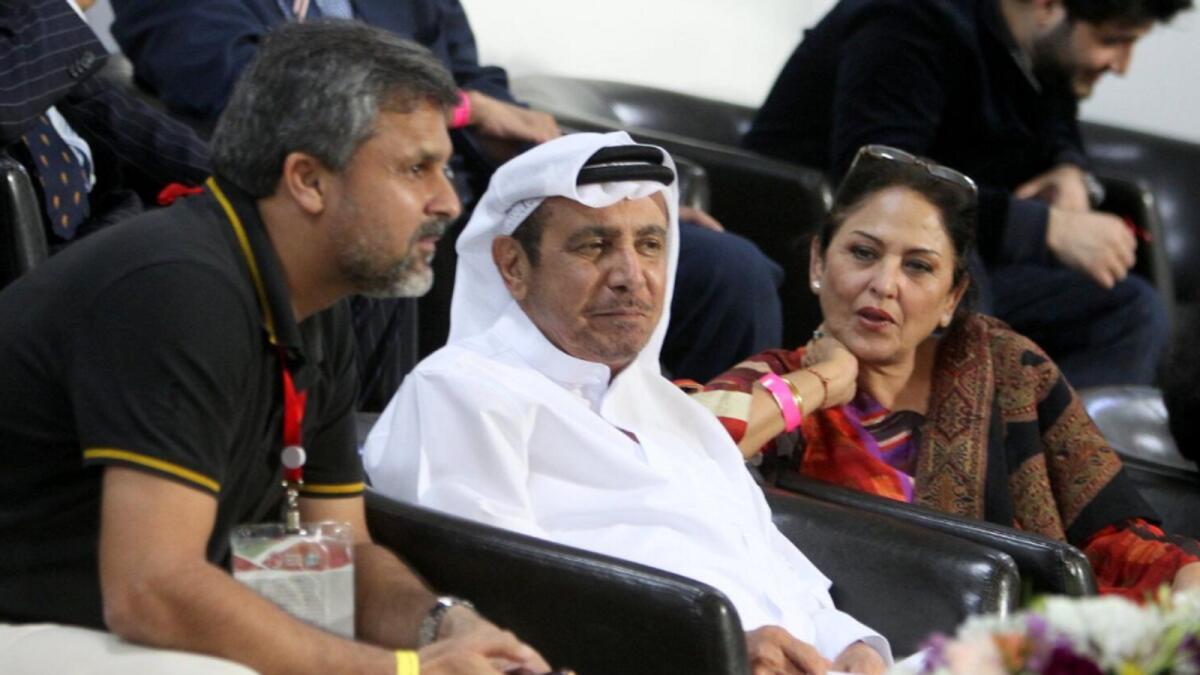 Abdul Rahman Bukhatir (centre) at the Sharjah Cricket Stadium. (KT file)