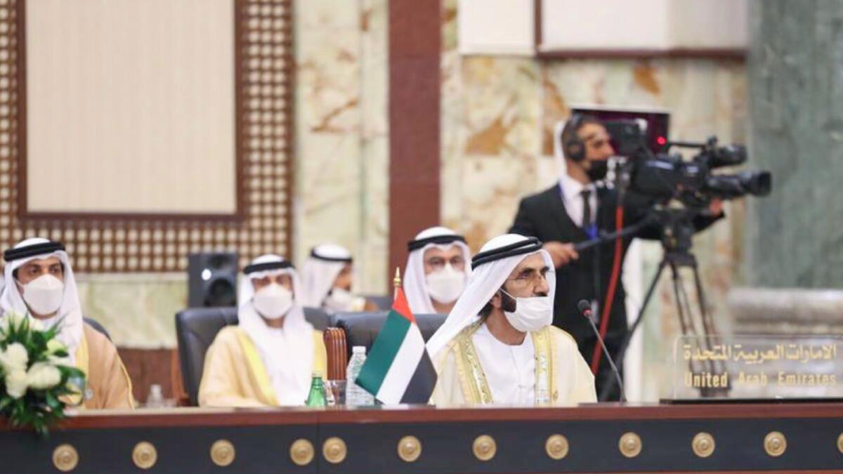 Sheikh Mohammed and other members of UAE delegation at the Baghdad Conference for Cooperation and Partnership. — Courtesy: Twitter
