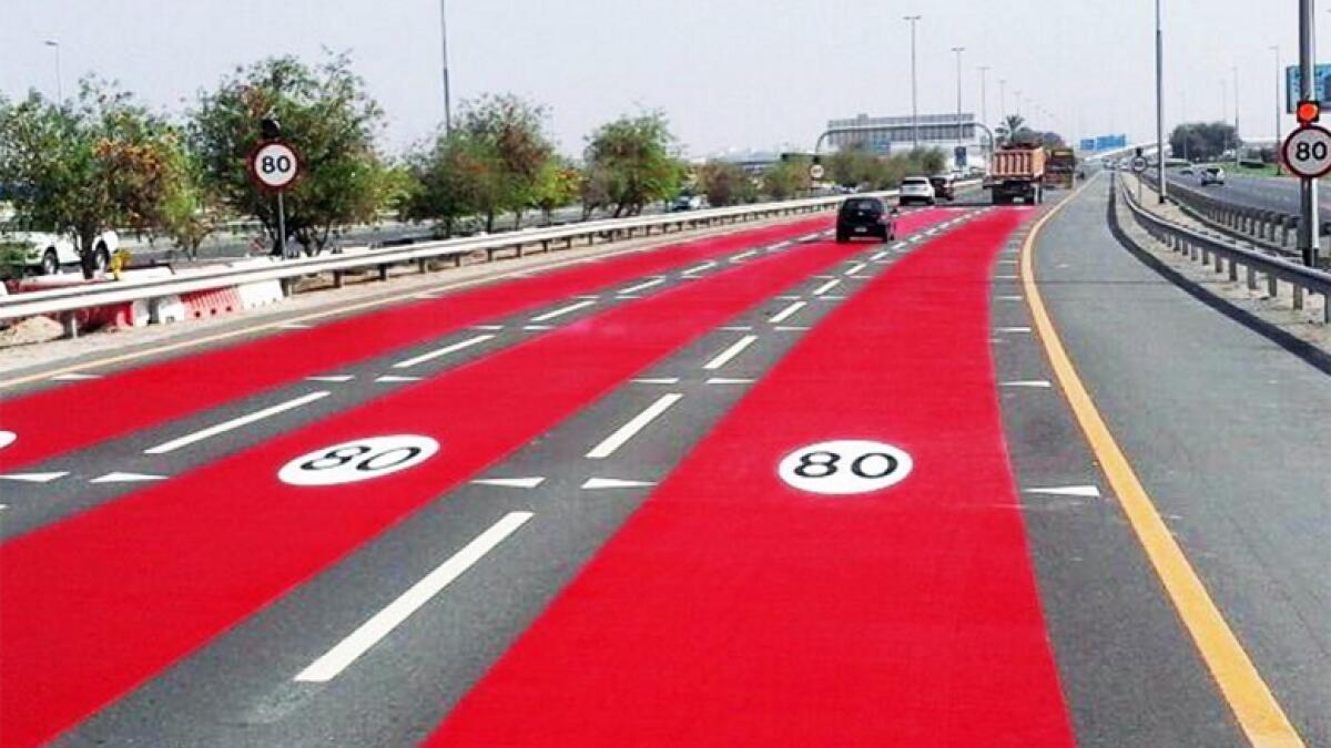 Dubai roads change colour to red to indicate speed limits