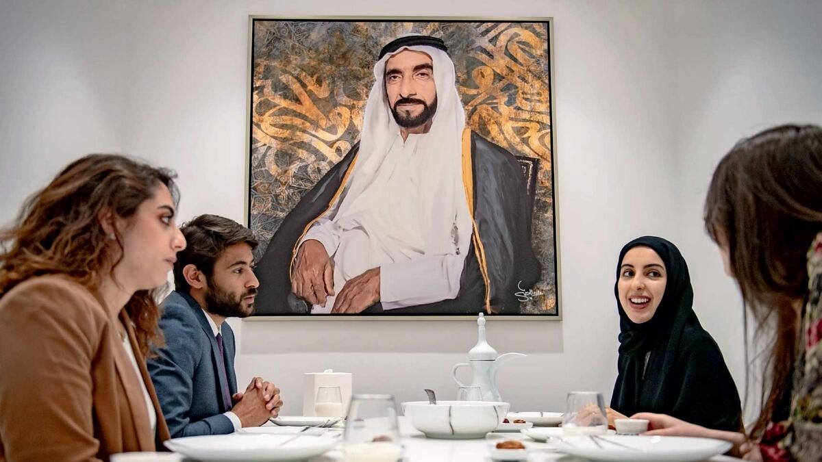 Minister Shamma bint Suhail Faris Al Mazrui (right) explains the details of the Emirati Values Iftar initiative in Abu Dhabi on Wednesday.  — Supplied photo