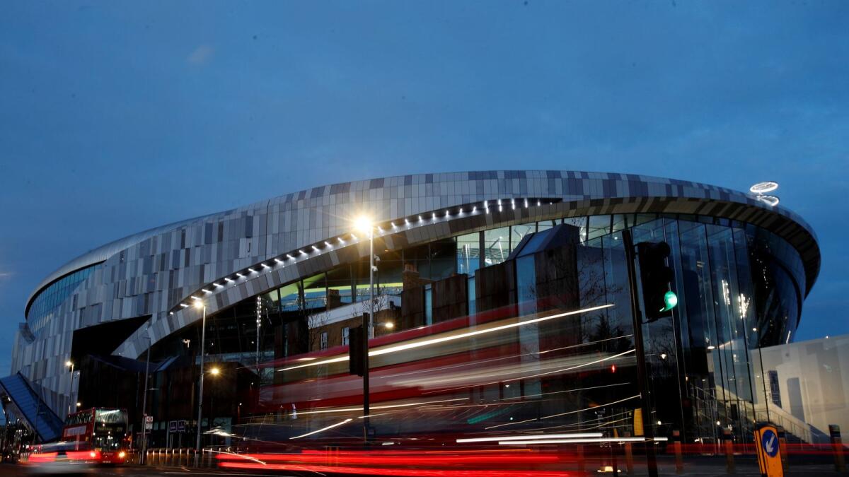 General view outside the Tottenham Hotspur Stadium after the game with Fulham was called off due to cases of the coronavirus.
