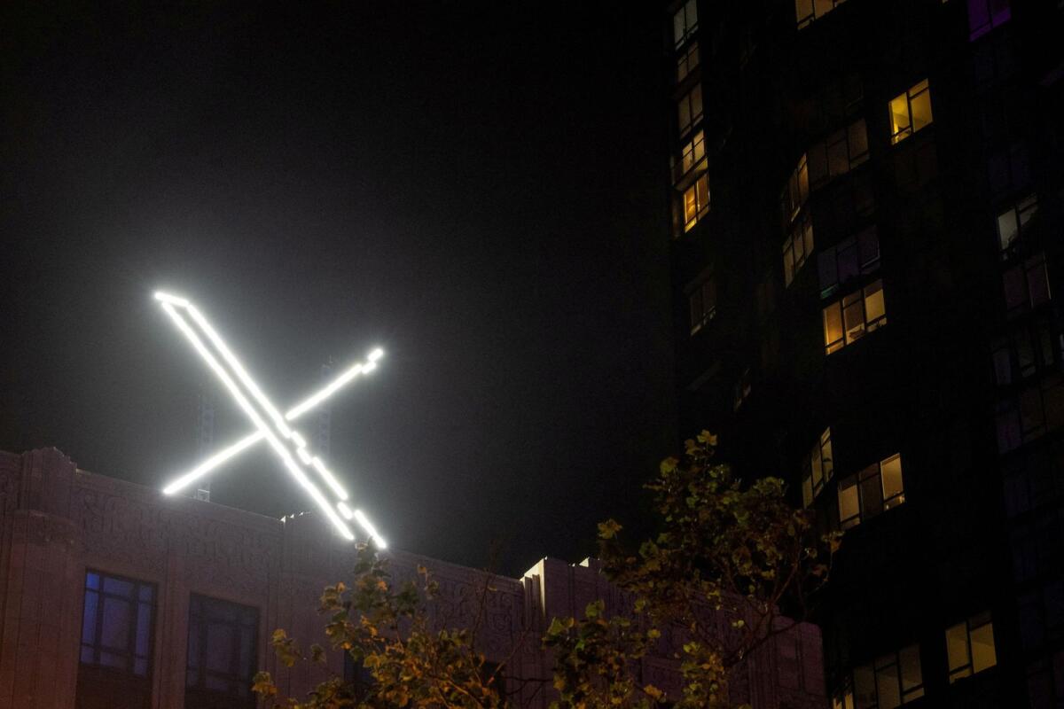 X' logo is seen on the top of the headquarters of the messaging platform X, formerly known as Twitter, in downtown San Francisco, California, U.S., on July 30, 2023. — Reuters