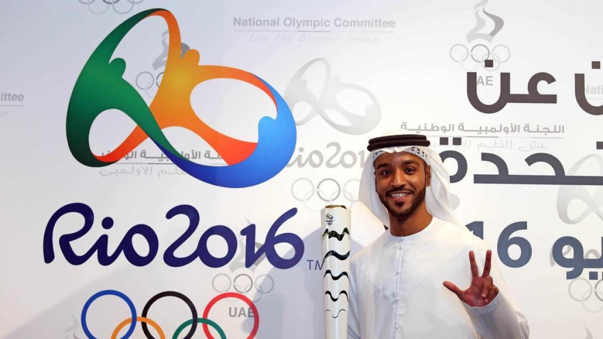  Mubarak Salah, Torch Bearer for Rio Olympics torch relay during the UAE Rio Olympics Contingent.