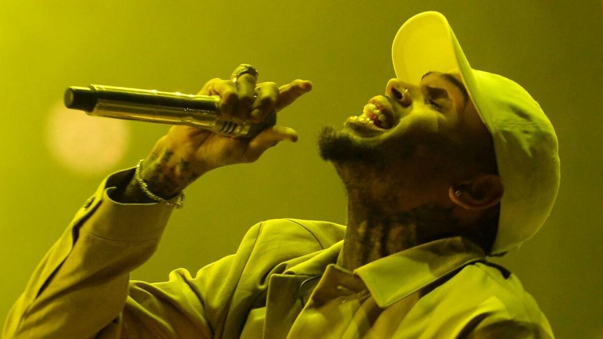 US singer Chris Brown preforms during an event.