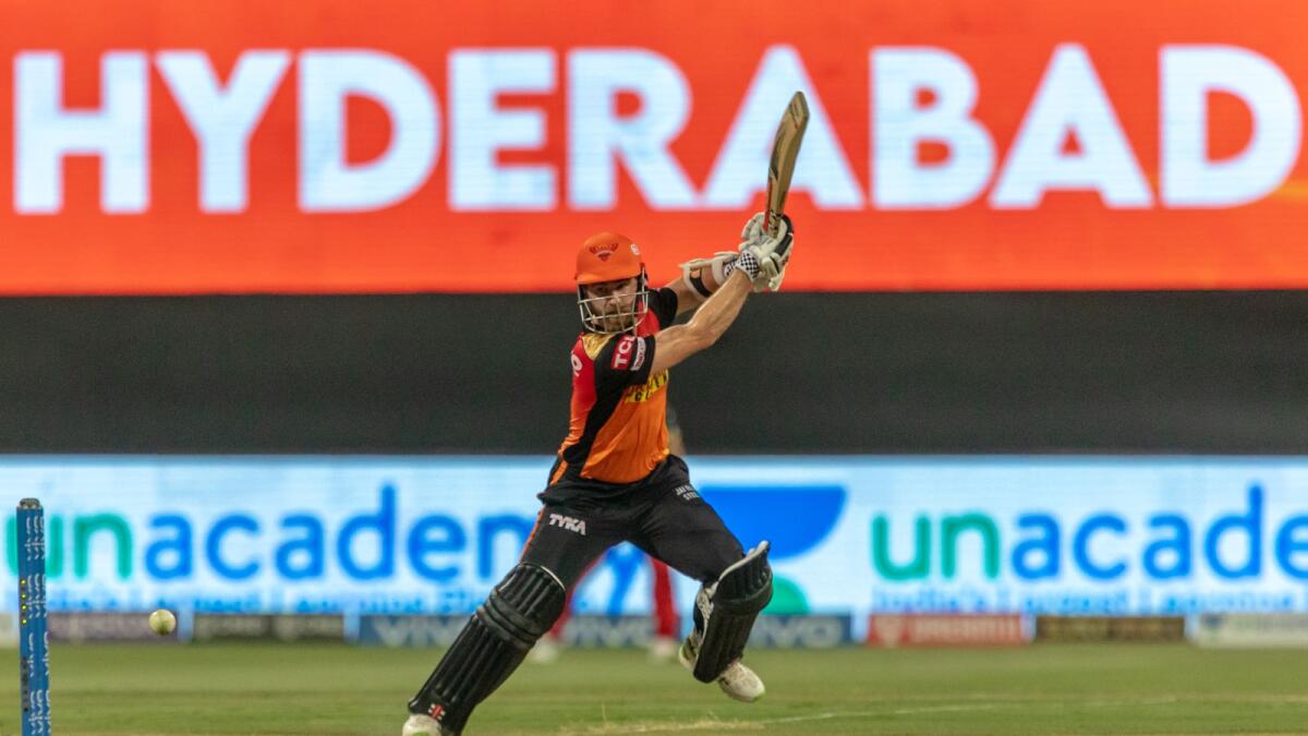 Sunrisers Hyderabad skipper Kane Williamson plays a shot against Royal Challengers Bangalore in Abu Dhabi on Wednesday. — BCCI
