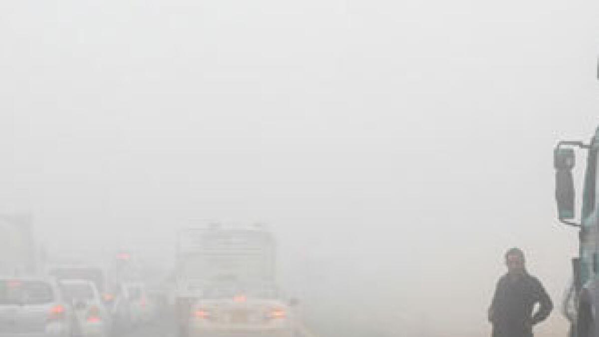Thick fog blankets parts of Dubai