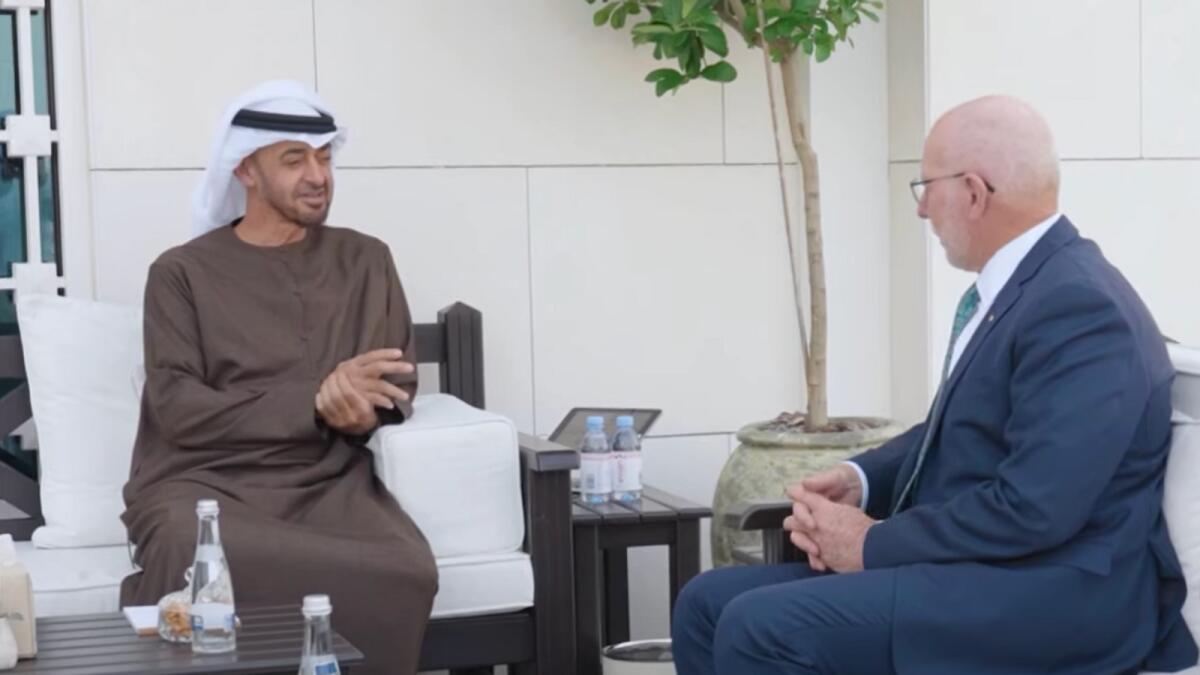 Sheikh Mohamed bin Zayed Al Nahyan and David Hurley in Abu Dhabi on Monday.