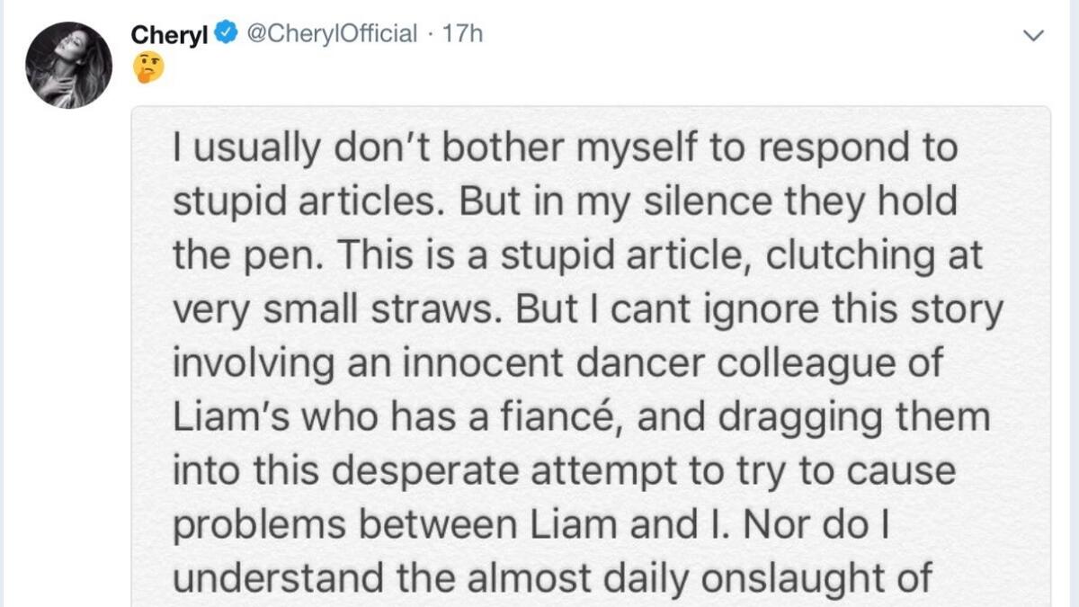 Cheryl's tweet