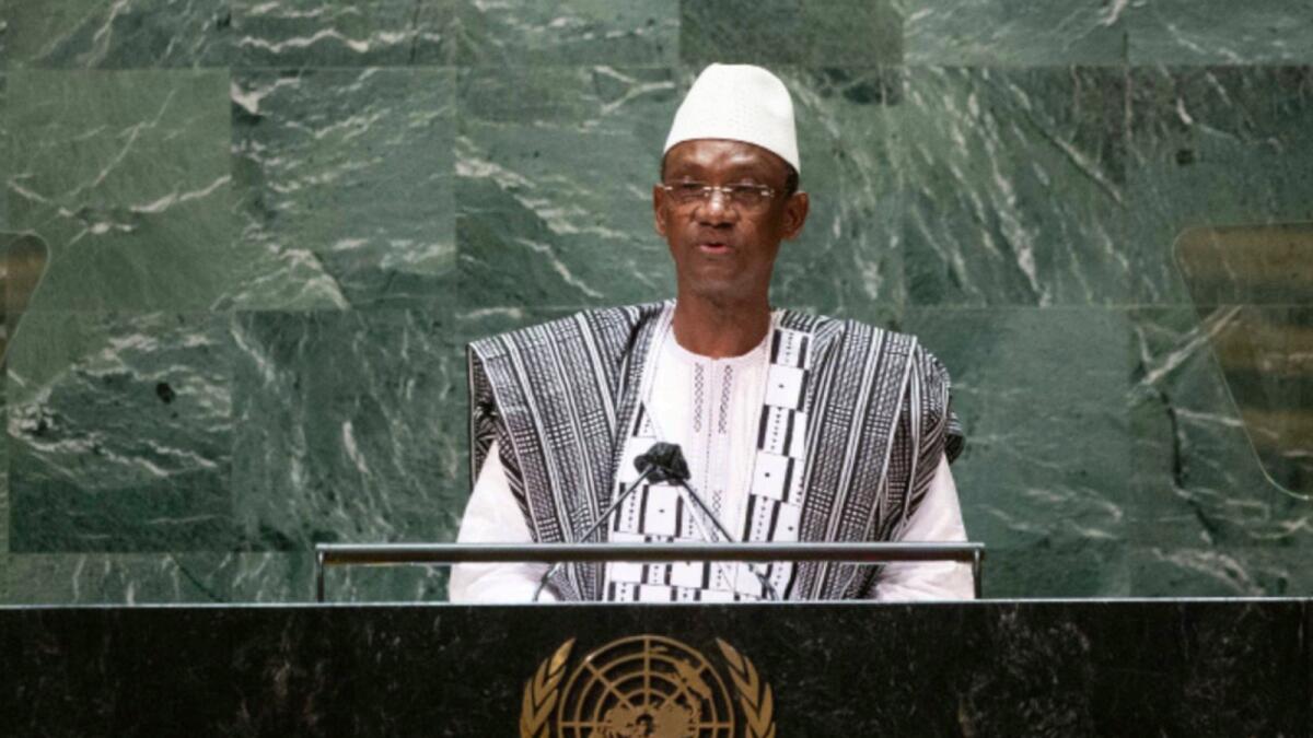 Mali Prime Minister Choguel Maiga addresses the 76th session of the United Nations General Assembly at UN headquarters. — AFP