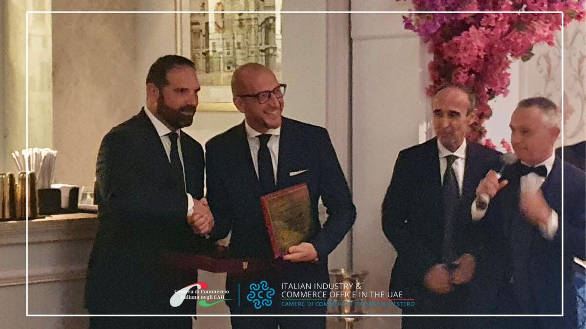 Matteo Colombo Vice President of the Italian Chamber of Commerce in the UAE award Best Representative 2021 lawyer Simone Facchinetti