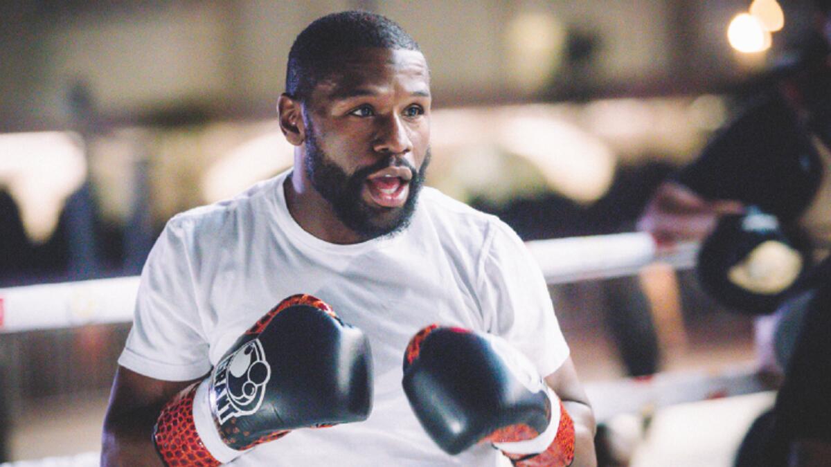 Floyd Mayweather during an open-house sparring session at the Coca-Cola Arena in Dubai on Wednesday. — Supplied photo