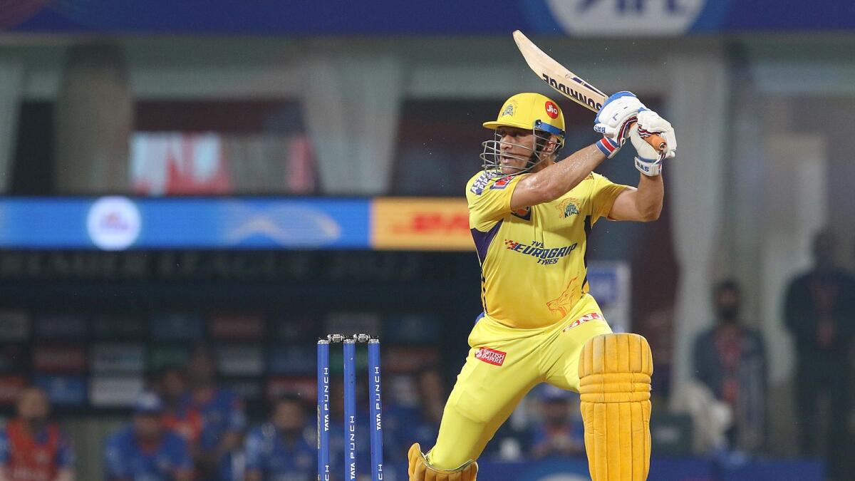 MS Dhoni of the Chennai Super Kings plays a shot during the match against the Mumbai Indians. (BCCI)