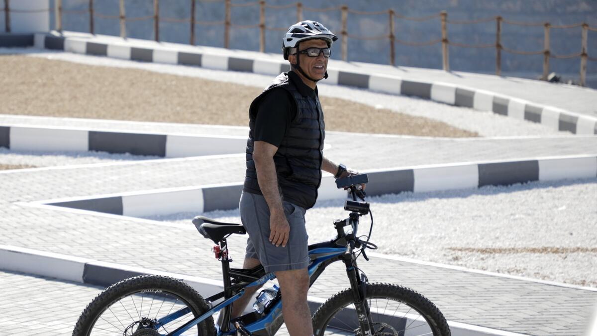Video, Ras Al Khaimah Ruler, enjoys, bike ride, UAE highest mountain