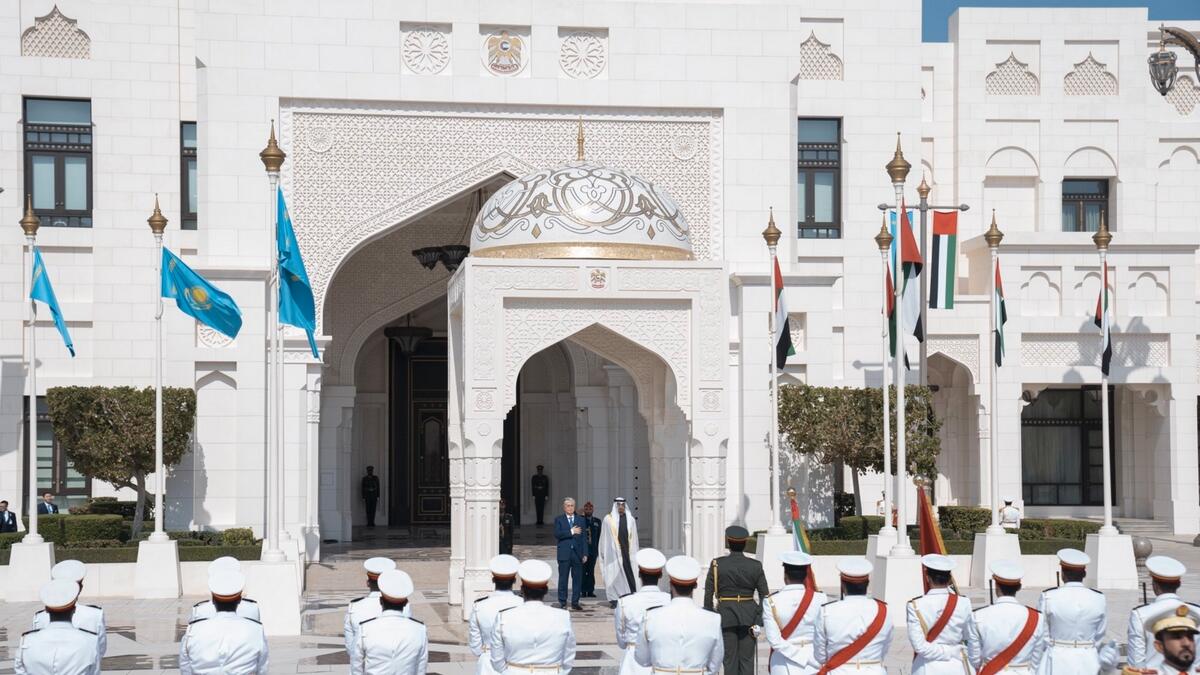 A reception in honour of President Tokayev was held at Qasr Al Watan Palace in Abu Dhabi which included the playing of Kazakhstan’s national anthem and a 21-gun salute.